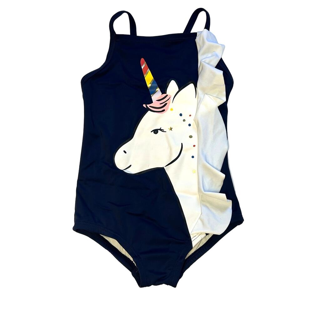 Hanna Andersson Unicorn Ruffle Swimming Suit 85